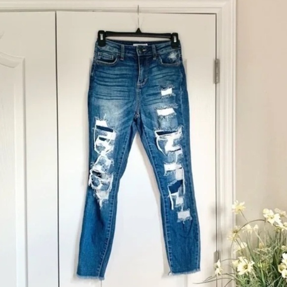 Cello Denim - Cello Super High Rise Distressed Cut off Jeans